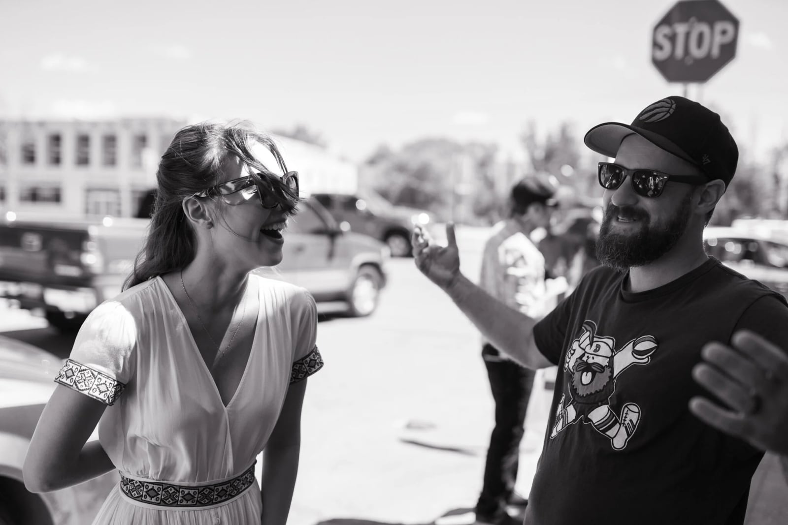Yuliia Guzhva with crew on location during filming